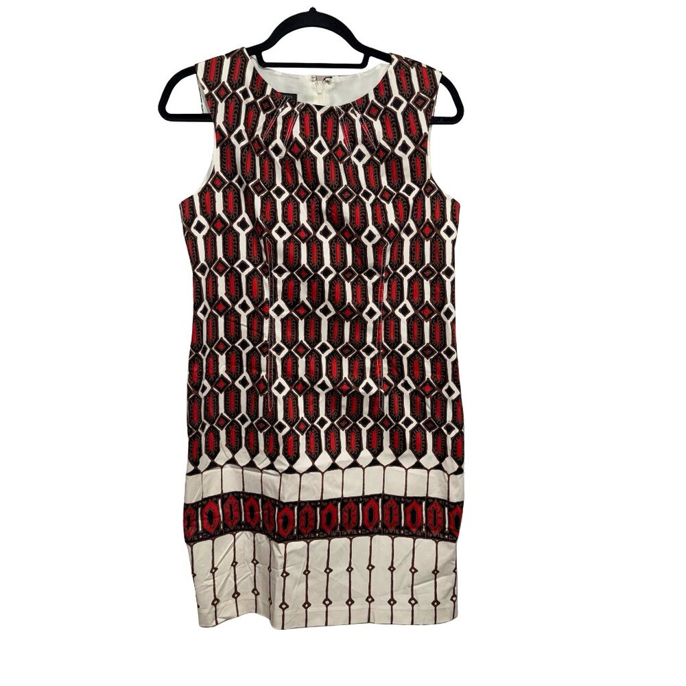 Talbots Dress Geometric Printed Sleeveless Cotton Blend Shift Dress Sz 8P NWT